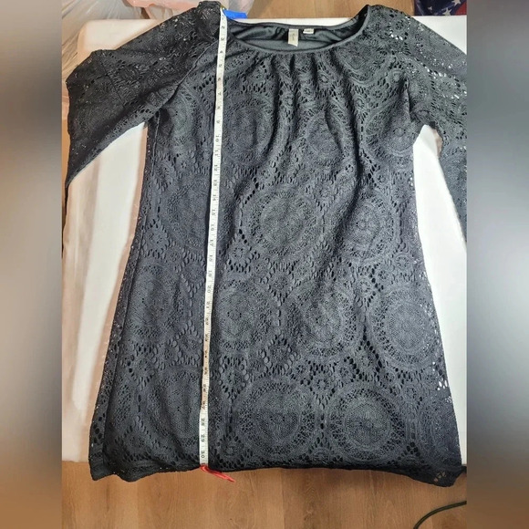 *LAST CHANCE* Tacera Black Lace Crochet Mini Dress sz M - Picture 4 of 9